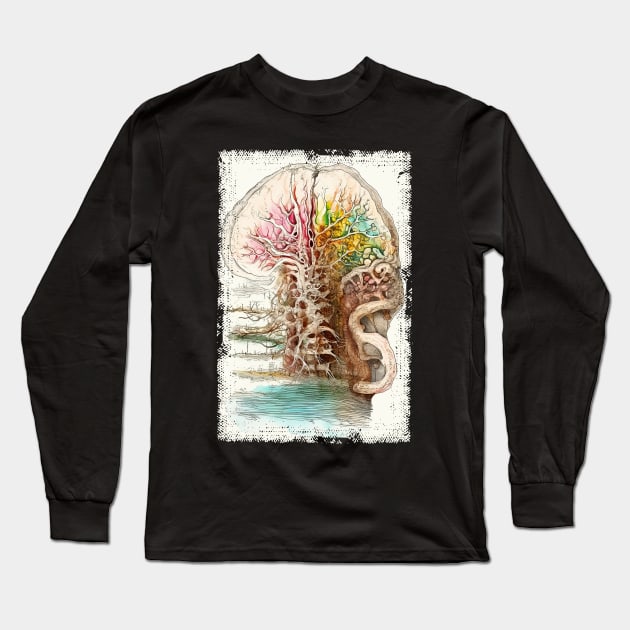 Abstract brain and spine tree Long Sleeve T-Shirt by erzebeth